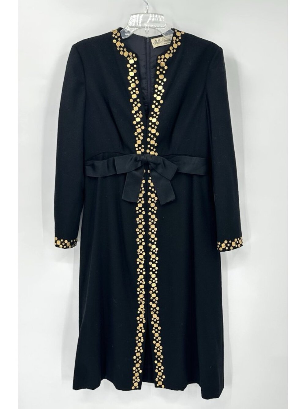vintage 70s MOLLIE PARNIS BOUTIQUE black dress MEDIUM cocktail neiman marcus - Picture 2 of 11